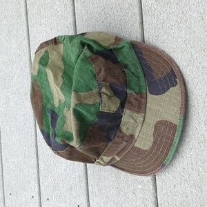 Vintage U.S. Army Woodland Cap | Camouflage Patrol Cap Size Large